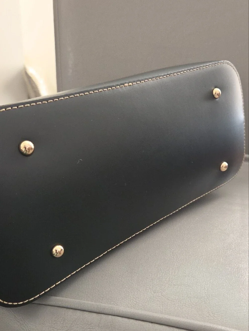 Dooney & Bourke Black Leather Tote with Contrast Stitching - Picture 4 of 9